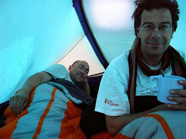 Morning-tea, brought to the tent by David.